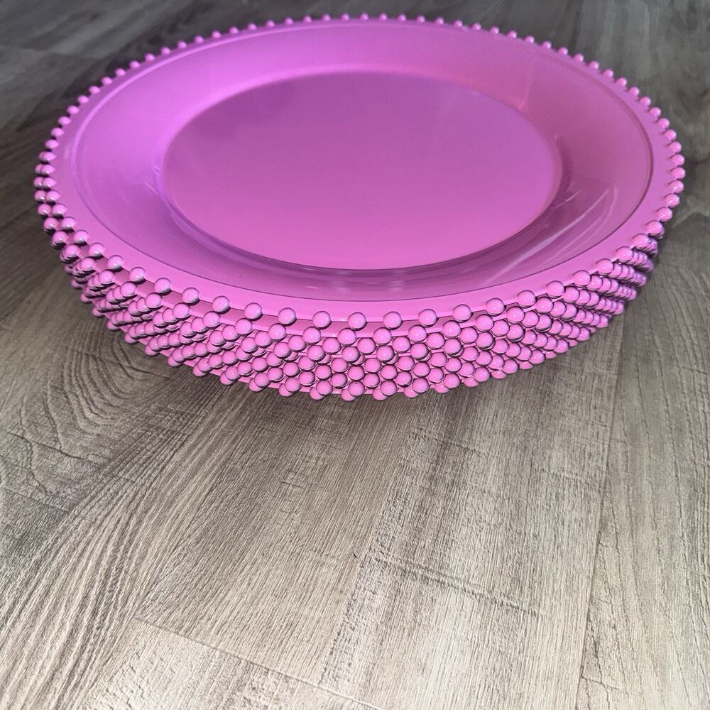 10 Pink Beaded Charger Plates 13” The Spring Shop Wedding Party Table Decor